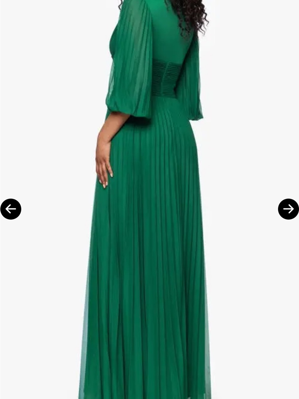 Adam Emerald Green Pleated V-Neck Maxi Dress - Picture 2 of 7